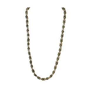 Handcrafted Green Silver Beaded Necklace Toggle Clasp And Antique-Style Accents